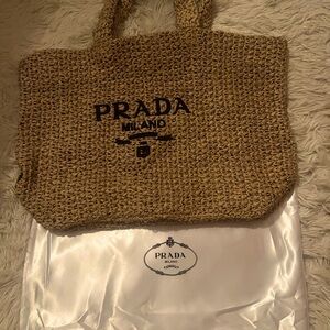 Prada Tan Tote Bag with Organic Elegance